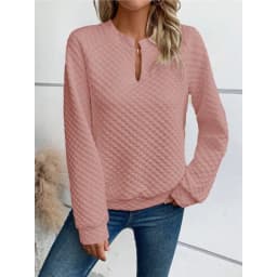 Casual Patchwork Slim Fit Hoodie with Regular Sleeve Elegant Commuter Mid Length Pullover Autumn Long Sleeve V Neck Women Hoodie