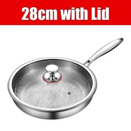 Uwhise Uncoated Titanium Frying Pan Non Stick Hammered Skillet With Glass Lid Metal Utensil Steak Eggs Kitchen Frying Pan