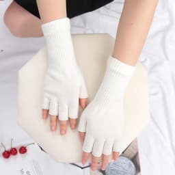 Long Gloves Black Fingerless Knitted Gloves for Men Women Warm Stretch Elastic Fashion Winter Outdoor Mitten Cycling Accessories