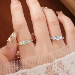 Celestinova Round Moissanite Three Stone Ring GRA Certified 14K Gold Plated Engagement Wedding Bridal Jewelry For Women