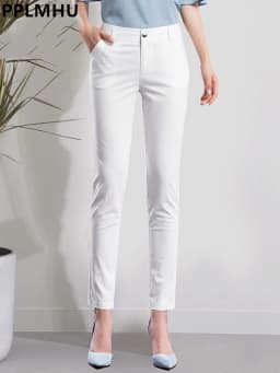 Spring Summer Slim OL Pencil Pants Women Casual Elegant Mid Waist Ankle-length Pantalones Big Size 4xl Spodnie Office Trousers