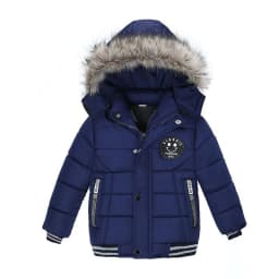 New Keep Warm Baby Coat Autumn Winter Boys Jacket Hooded Zipper Fashion Fur Collar Boys Outerwear 2 3 4 5 6 Years Kids Clothes