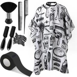 WANMEI Barber Cloak Set with Dust Removal Brush and Comb Professional Barber Accessories Clean Supplies Salon Haircut Styling