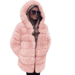 Faux Fox Fur Coats Women Mid Length Jacket Y2k Hooded Coverd Button Long Sleeve Thick Warm Fur Loose Casual 2025 Autumn Winter