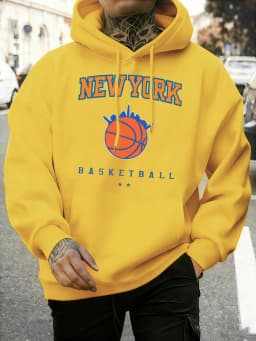New York Basketball Printed Pullovers Men Fleece Casual Sportswear Autumn Warm Fashion Clothing Unisex Loose Soft Hoodies