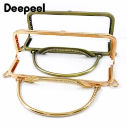 1/2Pcs Deepeel 22cm Metal Purse Frame Embossed Handbag Handle DIY Handmade Wallet Kiss Clasp Bag Sewing Brackets for Making Bags