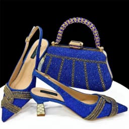 Venus Chan 2024 Special Design High Quality Orange Color African Women Shoes and Bag Set with Shinning Crystal for Wedding Party