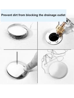 Silver Chrome Basin Waste Sink Plug 66mm PopUp Cap Click Clack Push Button Replacement Part for Bathroom Sink Drain Stopper