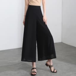 Women Side Slit Chiffon Pants Summer Thin Elastic Waist Wide Leg Pants Chic Droop Trousers Chinese Style Nine Point Pants