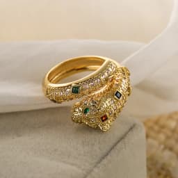 2025 New Fashion Statement Big Animal Ring For Women Girl Party Jewelry Gold Color Hollow Leopard Open Ring Wholesale