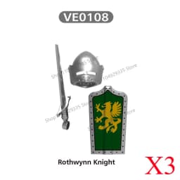 Medieval Military Castle Black Hawk Knight Building Blocks Gothic Cavalry Armor Shield Axe Soldier Figure Accessories Bricks Toy