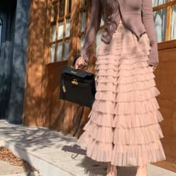 Elegant A-Line Long Tulle Skirt Women's Summer New Style Slimming Fairy Multi-Layer Cake Skirt High Waist Polyester Fabric