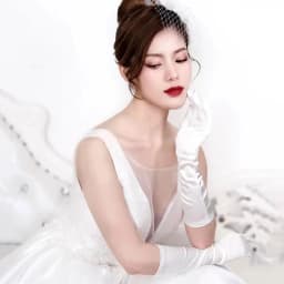 1 Pair Women's Evening Party Mittens 38cm Long Black/White Satin Finger Gloves1920s the Great Gatsby Flapper Opera Party Gloves