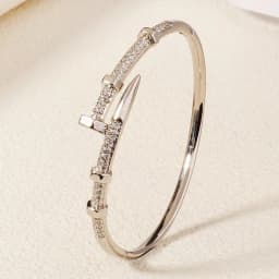 Classic Copper-Inlaid Zircon Open Bangle for Women Fashion Handmade For Stud Bracelet Daily Jewelry Accessories As Gifts