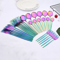 6Set/30Pcs Pink Silver Dinnerware Set Stainless Steel Knife Ckae Fork Spoon Cutlery Set Tableware Silverware Set Dropshipping