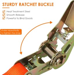 Ratchet Straps Heavy Duty 10 Pack -6M x25mm - 800 kg, 0.8 t Break Strength w/ Safety Lock - Cargo Straps for Moving, Appliances