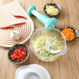 Manual Press Vegetable Chopper & Garlic Mincer Stainless Steel Blade Food Processor for Kitchen Cooking, Multifunctional Grinder