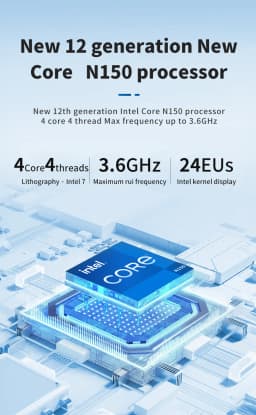 SZBOX ZX05 Intel Twin Lake N150 MINI PC Windows 11 Pro LPDDR5 12GB M.2 2280 SSD Wifi6 BT5.2 RJ45 4K@60Hz HD Desk Gaming Computer