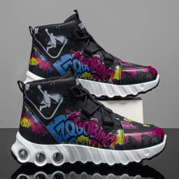Spring and Autumn New Style Color-Blocking Trendy Running Shoes, Large Size Men's Shoes, High-Top Thick-Soled Casual Shoes, Versatile Sports Shoes