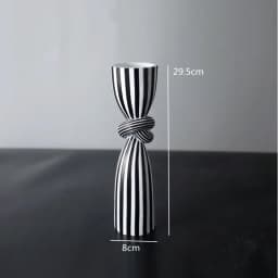 Black and White Striped Twisted Rope Knot Single Candle Holder, Resin, Dining Table Wedding Center Decoration, Modern Decoration