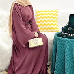 Regular-Fit Plain Stain Dubai Abaya Muslim Long Women Dress Modest Islamic Clothing Hijabi Robe-Long Wide Sleeves, Side Pockets