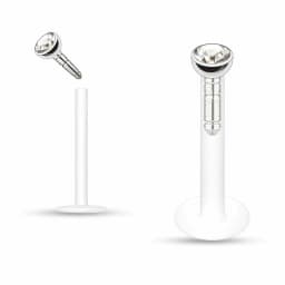4X 2/2.5/3mm Crystal Push In Acrylic Labret Ring Monroe Lip 6/8/10/12mm Bar Flat Back Ear Stud Flexible Piercing 16g