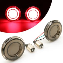2" Bullet Style Rear Blinker Lamp Red Smoke Lens Cover LED Turn Signal Light For Harley Sportster Tri Glide Touring Road King