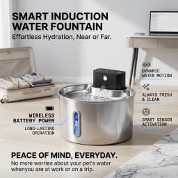 Wireless smart sensor pet water dispenser 2.0L stainless steel automatic circulating water dispenser with water level window
