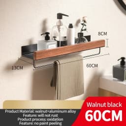 Wood Aluminum Material Corner Shelf Shampoo Storage Shelf Shower Wall Rack Bathroom Organizer Bathroom Accessories
