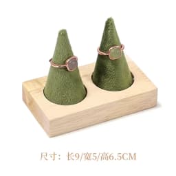 Solid Wood Green Velvet Jewelry Display Stand for Ring Stud Necklace Pendant Bracelet Storage and Display Rack