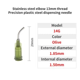 20pcs 13mm Elbow Dispensing Machine Injection Needle 14G-27G Stainless Steel Dispensing Needle Spiral Mouth Nozzle Glue Needle
