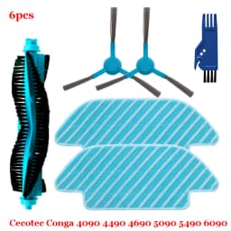 For Cecotec Conga 4090 4490 4690 5090 5490 6090 Robot Vacuum Cleaner Side / Soft Roller Brush Mop Cloth Rags Wheel Accessories