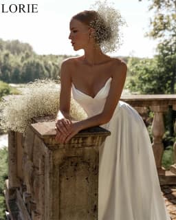 LORIE Elegant Satin Wedding Dresses A-Line Strapless Lace-up V-Neck Pleated Chic Bride Prom Gown Simple Bridal Gowns Customized