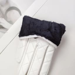 Women Black Bow Thickened Plush Inside Grid PU Artificial Leather Glove Sexy Female Nightclub Dance Punk Performance Mitten