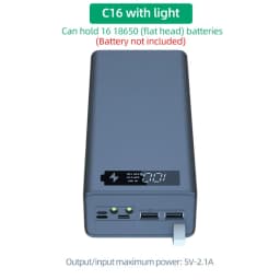 16*18650 Power Bank Case C16 USB Welding Free Power Bank Case Detachable Portable QC 3.0 PD DIY Shell Housing For Powerbank