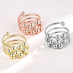 2026 Fashion Beads Anxiety Ring Fidget Spinner Rings Korea Crystal Butterfly Flower Star Moon Ring Anti Stress Jewelry Gift
