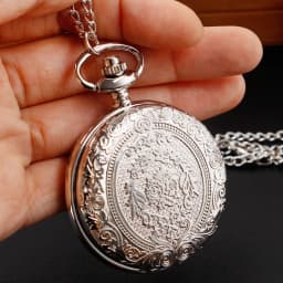 reloj de bolsillo Luxury Silver Quartz Pocket Watch Fashion Necklace Pendant Chain Jewelry Gift Steampunk Clock for Men Women