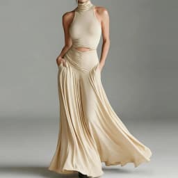 Women's Turtleneck Sleeveless Pullover Short Top with Maxi Skirts Two-Piece Set Casual Elegant Holiday Simple Outfit Streetwear
