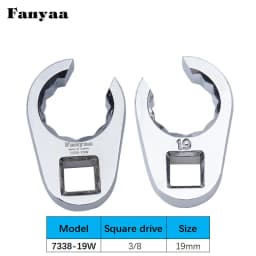 Fanyaa Hand Tool Individual 3/8 Inch Sqaure Drive Flare Nut Plum Hole Clamp Tool Wrench Head 10-19mm Replacement Part Head