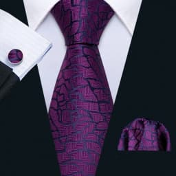 Fashion Silk Purple Solid Mens Wedding Tie Hanky Set Barry.Wang Designer Paisley Floral Neckties For Mens Gift Party Groom