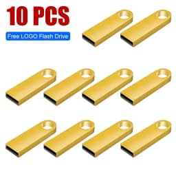 10/50/100 Pcs Free Custom Logo Metal USB Flash Drive 64GB 32GB 8GB 4GB Memory Flash USB Stick Pen Drive 128MB 512MB PenDrive 2.0