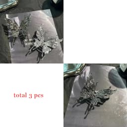 1/2/3 Pcs Large Hollow Butterfly Hair Claws for Women Black Silvery Cool Metal Style Fashion Shark Clips Head Accessories Set