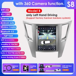 9.7inch 2 DIN Android 13 Car Radio for Subaru Outback Impreza Legacy 2009-2014 Multimedia Stereo Vertical Screen Carplay 360Cam