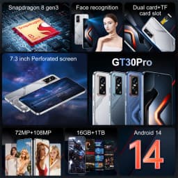 HOT 2025 New GT30 Pro Facial Recognition Function 7.3HD Global Edition Original Smart Dual Card 7800mAh Battery