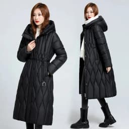 2025 Long Winter Over-The-Knee Overcoat Parka Down Cotton-Padded Jacket Women's Plus Size 100 KG Slim Cotton-Padded Jacket