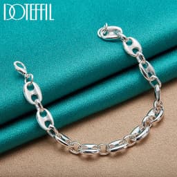 DOTEFFIL 925 Sterling Silver 18K Gold Simple Classic Chain Bracelet For Women Man Wedding Engagement Party Fashion Jewelry