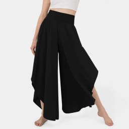 Women's Flowy Large Size Palazzo Pants Irregular Hem High Waist Casual Cropped Pants Summer Lightweight Elastic Beach Pants