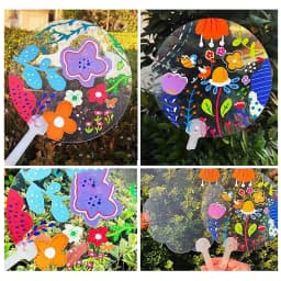 5Pcs Plastics Transparent Blank Fan Children DIY Stage Performance Hand Fan Decor For DIY Craft Make Hand Graffiti Fan