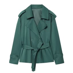 Women's Coat 2026 Autumn New Style Solid Color Long Sleeve Belted Short Trench Coat European and American Personalized Fashion