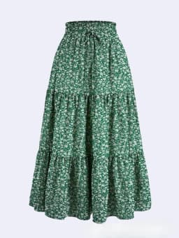 Women's Summer Solid Color Bohemian A-line Midi Skirts 2025 New Female Vacation Casual Loose Faldas